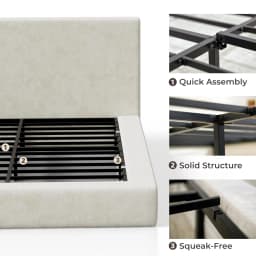 Upholstered King Bed Frame Foam Padded Platform Headboard No Box Spring Easy Assembly Bedroom Furniture, Customized