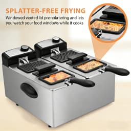Suslas 1.5L-6L Electric Deep Fryer Stainless Steel Countertop Fryer with View Window, Adjustable Temp & Removable Basket