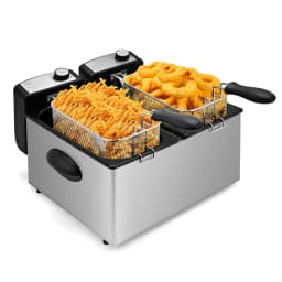Suslas 1.5L-6L Electric Deep Fryer Stainless Steel Countertop Fryer with View Window, Adjustable Temp & Removable Basket