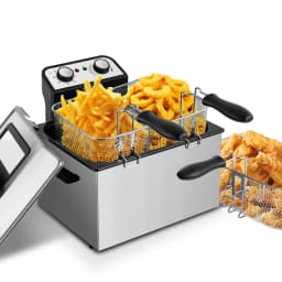 Suslas 1.5L-6L Electric Deep Fryer Stainless Steel Countertop Fryer with View Window, Adjustable Temp & Removable Basket