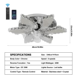 LED Ceiling Fan Lamp Chandelier Retractable Blades Pendant Fan Light Modern Decor Lustre Fixture Living Dining Room Chandelier