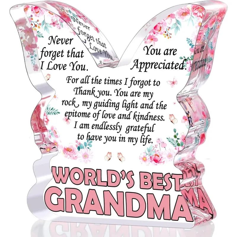 Butterfly Grandma Plaque - Heartfelt Gift from Granddaughter for Christmas & Mother's Day