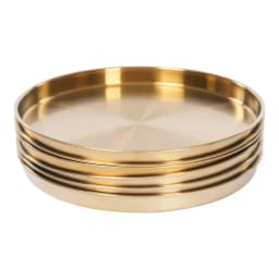 6 Piece Round Serving Tray, Gold Plated Tray Set 30cm Diameter, Elegant Decorative Trays for Wedding Party Decor, Home Kitchen