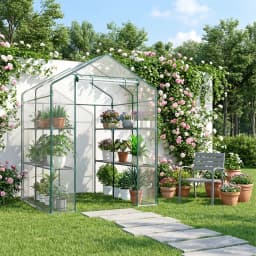 JHK 56-Inch Portable Walk-In Greenhouse with Shelf Transparent Multi-Tier Plant Growing Rack for Indoor and Outdoor Garden Patio