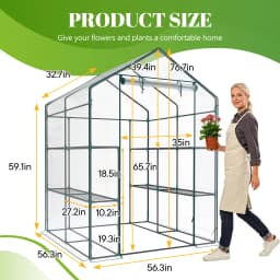 JHK 56-Inch Portable Walk-In Greenhouse with Shelf Transparent Multi-Tier Plant Growing Rack for Indoor and Outdoor Garden Patio
