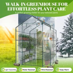 JHK 56-Inch Portable Walk-In Greenhouse with Shelf Transparent Multi-Tier Plant Growing Rack for Indoor and Outdoor Garden Patio