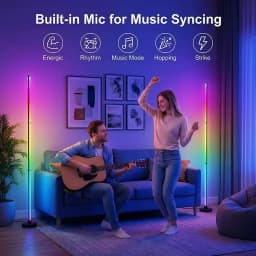 Smart LED Floor Lamp RGB Remote & APP Control Music Sync Corner Lighting Modern Mood Standing Lamp for Living Room Gaming