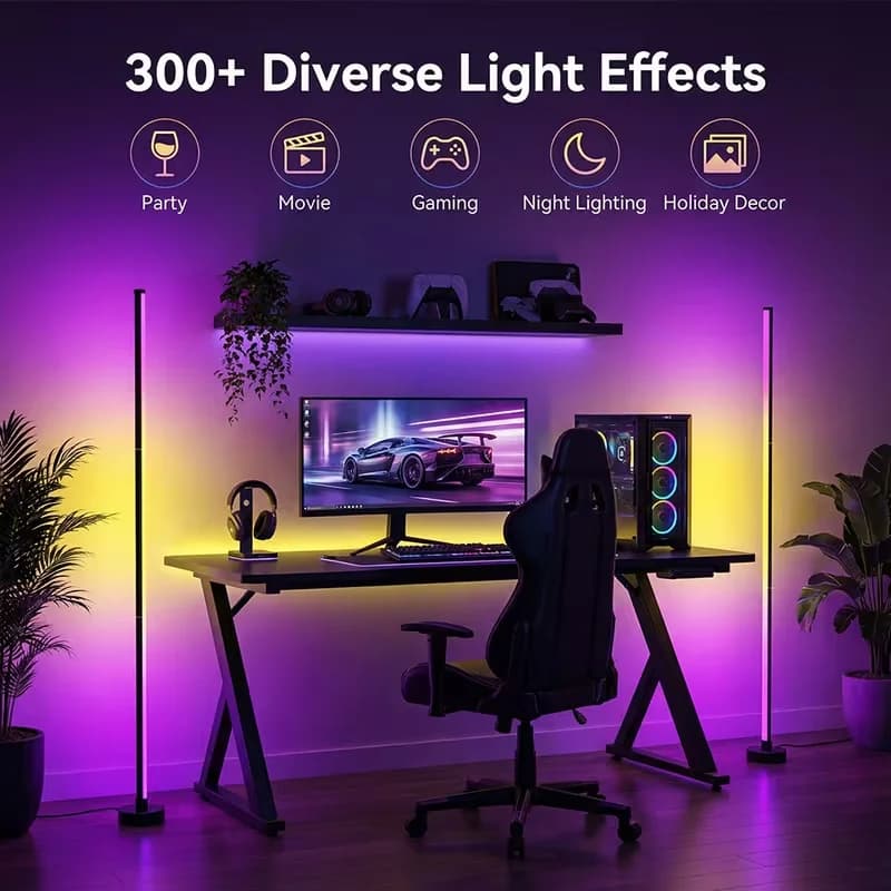 Smart LED Floor Lamp RGB Remote & APP Control Music Sync Corner Lighting Modern Mood Standing Lamp for Living Room Gaming