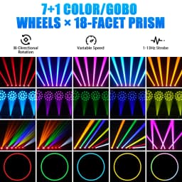 DayFlicker 200W White LED And RGB Halo 18-Facet Prism Moving Head with DMX512 14CH Sound-Activated For Disco Wedding Parties