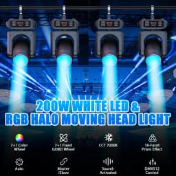 DayFlicker 200W White LED And RGB Halo 18-Facet Prism Moving Head with DMX512 14CH Sound-Activated For Disco Wedding Parties