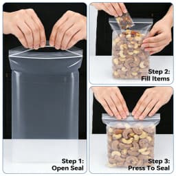 Leak Proof Bags Transparent Reusable Storage Freezer Airtight Seal for Food Fruit Veggie