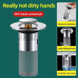 2PCS Washbasin Leak Plug, Stainless Steel Odor Proof Bouncing Core, Press Type Sink Drain, Universal Accessory for Washbasin