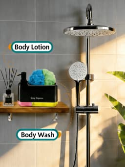 3-in-1 Kitchen Soap Dispenser Set Dual Pump for Dish Hand Soap Sponge Caddy Holder Countertop Organizer Sink Storage Black&White