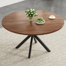 47.2" Solid Wood Round Dining Table for 4-6 People, Kitchen Table,Farmhouse Modern Wooden Table with Floor Protection Pads