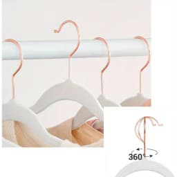 50pcs Rotating Rose Gold Velvet Hangers Non-Slip with 360° Swivel Hook Premium Designer Hangers Perfect for Coats Suits Blouses