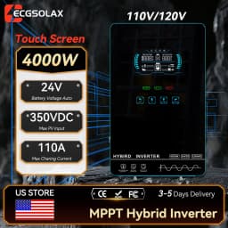 ECGSOLAX 4KW Hybrid Solar Inverter 24V 110V/120V Pure Sine Wave MPPT 150A Solar Charger Inverter Charger With LCD Touch Screen Off‑Grid Solar Power System