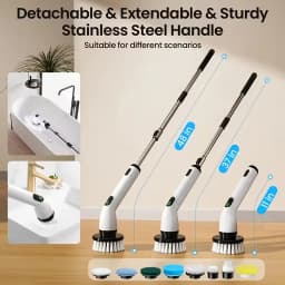 9-in-1 USB Rechargeable Electric Cleaning Brush Telescopic Handle 8 Brush Heads Multi-Surface Cleaner for Home Car