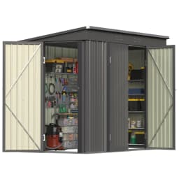 8x4 FT Outdoor Metal Storage Shed 3 Doors Tool Garden Backyard Black Customized