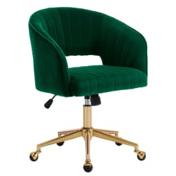 Home Office Swivel Velvet Desk Chair Modern Tufted Accent Armchair with Gold Base Ergonomic Computer Task Stool for Living Room