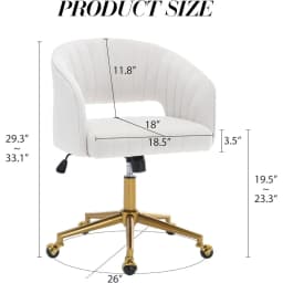 Home Office Swivel Velvet Desk Chair Modern Tufted Accent Armchair with Gold Base Ergonomic Computer Task Stool for Living Room