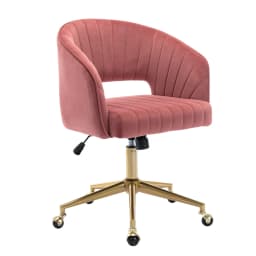 Home Office Swivel Velvet Desk Chair Modern Tufted Accent Armchair with Gold Base Ergonomic Computer Task Stool for Living Room
