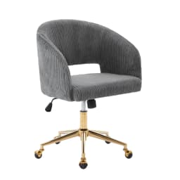 Home Office Swivel Velvet Desk Chair Modern Tufted Accent Armchair with Gold Base Ergonomic Computer Task Stool for Living Room