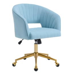 Home Office Swivel Velvet Desk Chair Modern Tufted Accent Armchair with Gold Base Ergonomic Computer Task Stool for Living Room