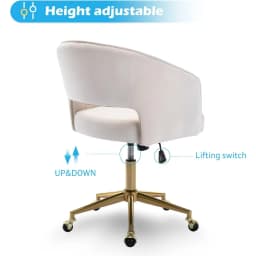 Home Office Swivel Velvet Desk Chair Modern Tufted Accent Armchair with Gold Base Ergonomic Computer Task Stool for Living Room