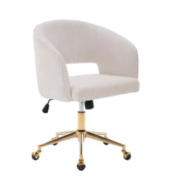 Home Office Swivel Velvet Desk Chair Modern Tufted Accent Armchair with Gold Base Ergonomic Computer Task Stool for Living Room