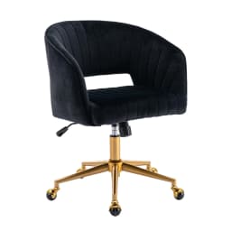 Home Office Swivel Velvet Desk Chair Modern Tufted Accent Armchair with Gold Base Ergonomic Computer Task Stool for Living Room