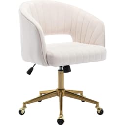 Home Office Swivel Velvet Desk Chair Modern Tufted Accent Armchair with Gold Base Ergonomic Computer Task Stool for Living Room
