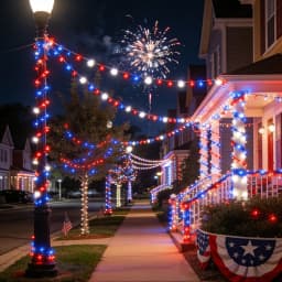 2/4/6 Pack Independence Day Patriotic Solar Lights, 90Lm IP65, American Flag Stake Light & Red White Blue Solar String Lights, for 4Th of July Memorial Day Veterans Day Decor