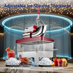 750LBS/H Commercial Ice Shaver Crusher, 4 Stainless Steel Blades 2000RPM, 350W Snow Cone Machine with 2LBS Ice Box Capacity, Electric Shaved Ice Maker for Home & Commercial Bar Cafe Party