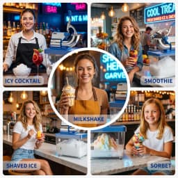 750LBS/H Commercial Ice Shaver Crusher, 4 Stainless Steel Blades 2000RPM, 350W Snow Cone Machine with 2LBS Ice Box Capacity, Electric Shaved Ice Maker for Home & Commercial Bar Cafe Party