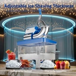 750LBS/H Commercial Ice Shaver Crusher, 4 Stainless Steel Blades 2000RPM, 350W Snow Cone Machine with 2LBS Ice Box Capacity, Electric Shaved Ice Maker for Home & Commercial Bar Cafe Party