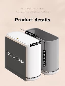 Joybos 3.3 Gallon Slim Trash Can For Bathroom, Auto-Bagging & One-Press Lid, 12.5L Large Waste Bin For Narrow Gap, Modern Hands-Free Garbage Pail For Bedroom Office