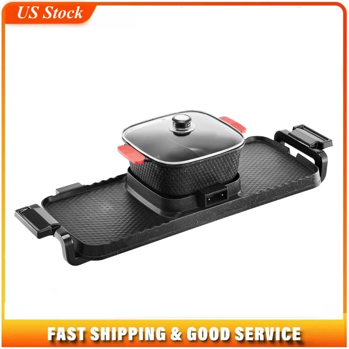 Hot Pot with Grill, 2300W 2-in-1 Electric Smokeless Grill and Hot Pot, Removable Shabu-shabu Hotpot with Non-stick Pan, Separate Dual Temperature Control, Indoor Korean BBQ for 1-6 People