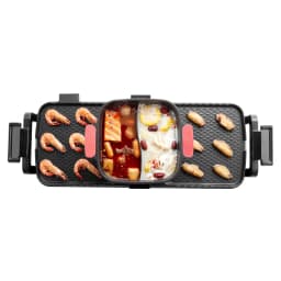 Hot Pot with Grill, 2300W 2-in-1 Electric Smokeless Grill and Hot Pot, Removable Shabu-shabu Hotpot with Non-stick Pan, Separate Dual Temperature Control, Indoor Korean BBQ for 1-6 People