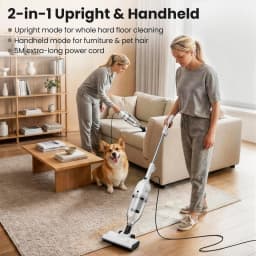 Vastorm R7 Corded Vacuum Cleaner 600W 20Kpa Powerful Suction Household Handheld Stick Vacuum Portable 3 in 1 Lightweight Cleaner 5M Long Cable Bagless Upright Vacuum for Hardwood Floor Carpet Pet Hair Cleaning