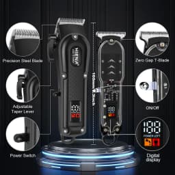 HIENA Professional Hair Clipper Set Cordless Barber Clippers with R-Type Adjustable Blade Hair Trimmer and Electric Foil shaver