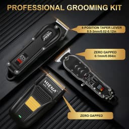 HIENA Professional Hair Clipper Set Cordless Barber Clippers with R-Type Adjustable Blade Hair Trimmer and Electric Foil shaver