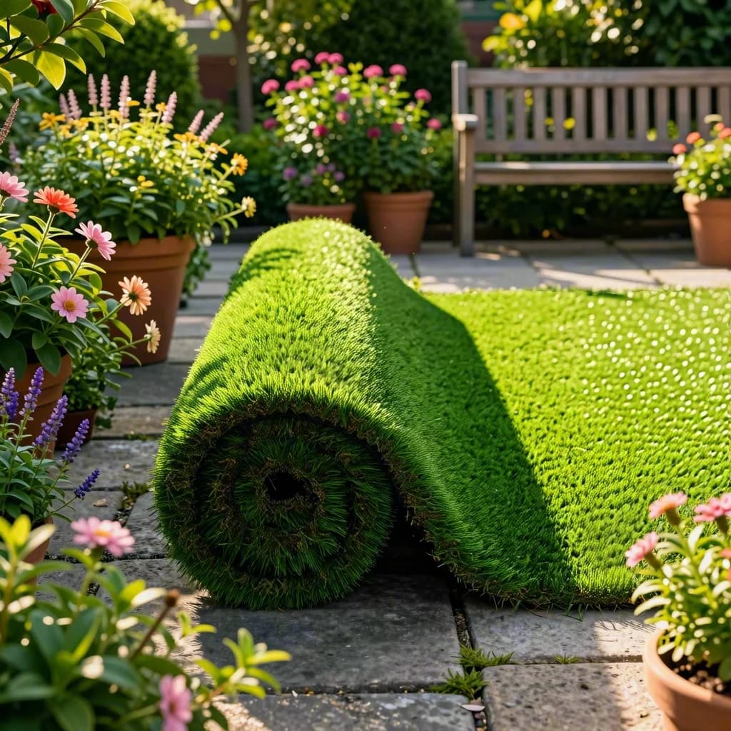3FTX10FT Outdoor Artificial Grass Rug, Thick Fake Grass Roll Patio Balcony Garden Lawn Dog Turf Drain Mat 1.38" Pile Height