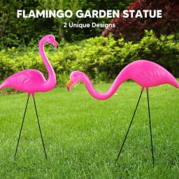 2/6 Small Pink Flamingo Yard Ornament Stakes Mini Lawn Plastic Flamingo Statue with Metal Legs for Sidewalks Outdoor Garden