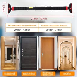 Pull-Up Bar,Chin Up Bar for Doorways with Level Meter and Auto Lock,Adjustable Pull Up Bar for Home Gym Strength Training and Upper Body Workout, No Screws Needed,Max Weight Capacity 400 Lbs
