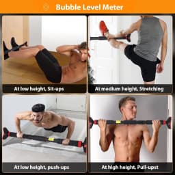 Pull-Up Bar,Chin Up Bar for Doorways with Level Meter and Auto Lock,Adjustable Pull Up Bar for Home Gym Strength Training and Upper Body Workout, No Screws Needed,Max Weight Capacity 400 Lbs