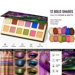 12-Color Crocodile Eye Shadow Palette Highly Pigmented Matte/Shimmer Waterproof Long-Lasting for Stage And Party Use