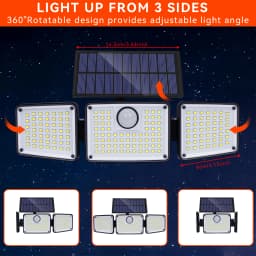 2PCS Solar Lights Outdoor Waterproof, 164LED Motion Sensor Outdoor Lights 3 Heads Security Flood Light 3 Lighting Mode for Patio