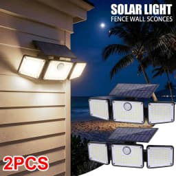 2PCS Solar Lights Outdoor Waterproof, 164LED Motion Sensor Outdoor Lights 3 Heads Security Flood Light 3 Lighting Mode for Patio