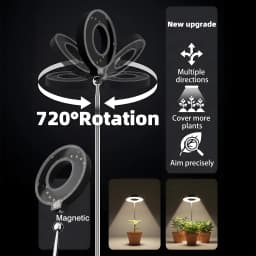 2pcs, All-New Upgraded Version Full Spectrum Plant Grow Light with Magnetic Head, 720° Flexible Adjustable Height LED Grow Light