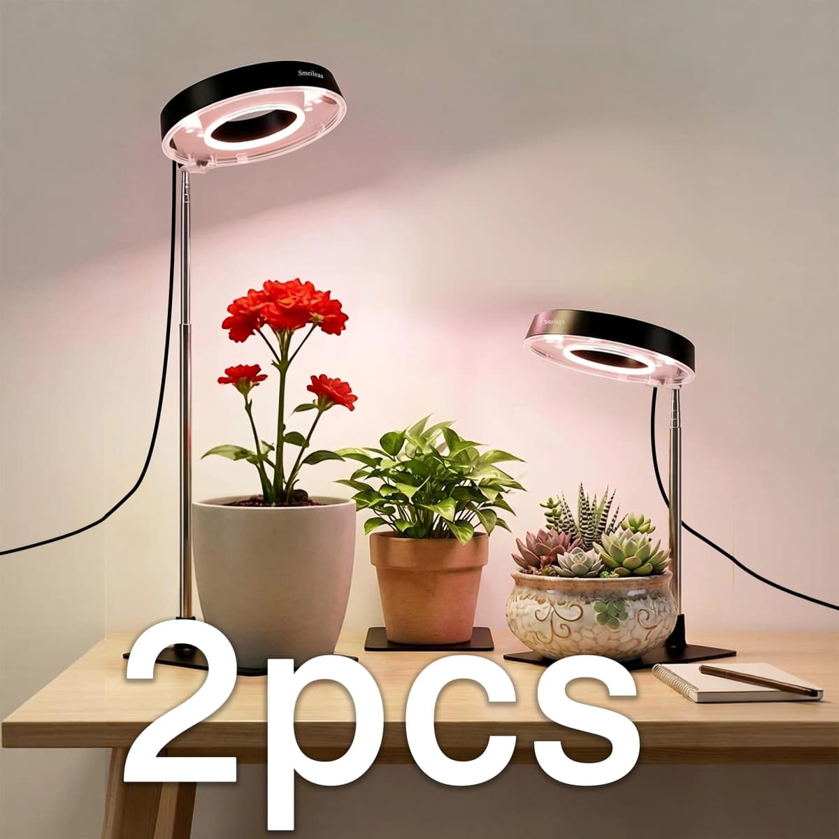 2pcs, All-New Upgraded Version Full Spectrum Plant Grow Light with Magnetic Head, 720° Flexible Adjustable Height LED Grow Light